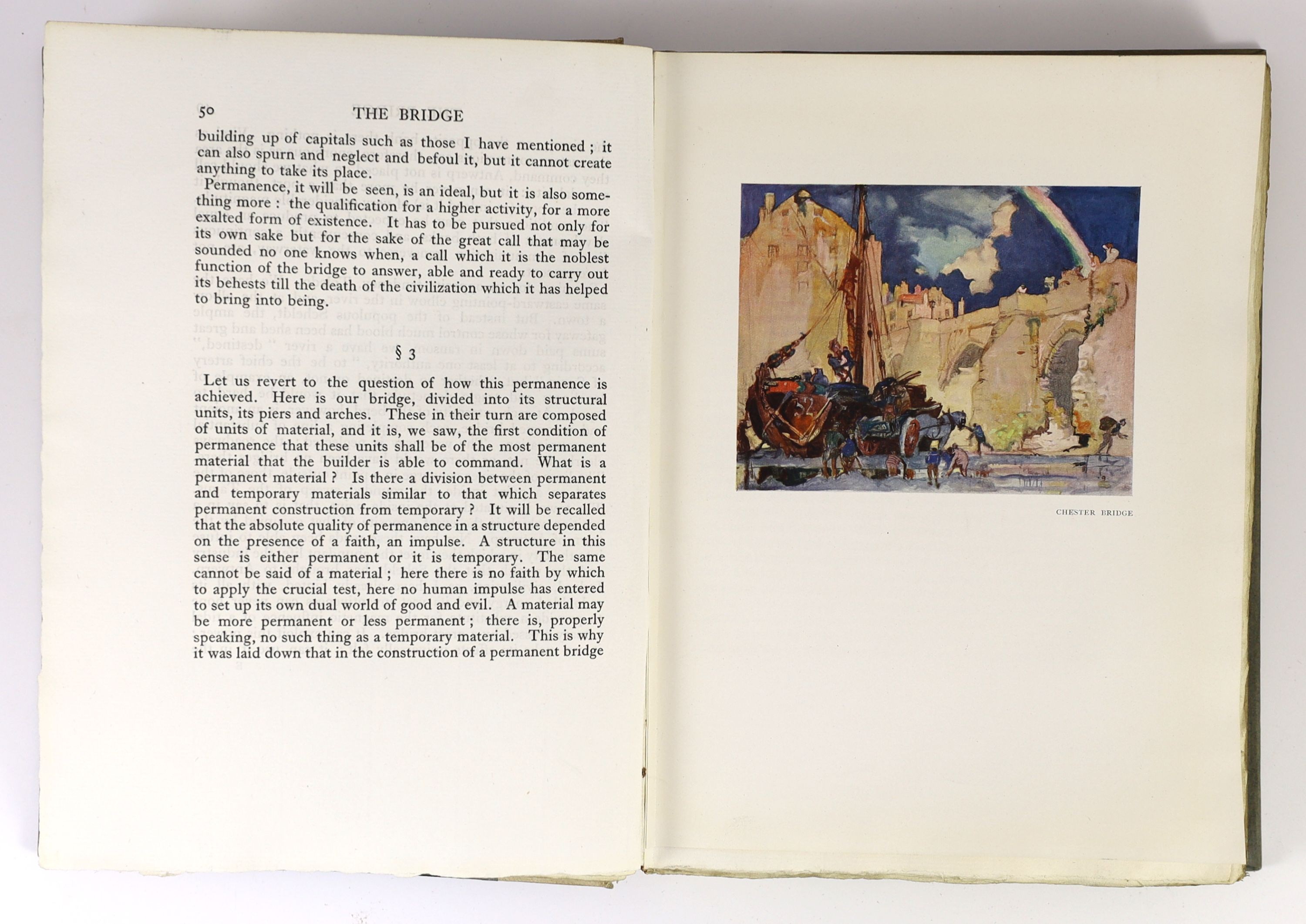 Barman, Christian - The Bridge, one of 125, illustrated by Frank Brangwyn, 4to, half cloth, with 26 colour plates, John Lane, Bodley Head, London and Dodd, Mead & Co., New York, 1926
